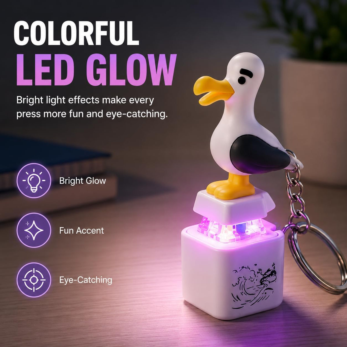 π¦ The "MINE!" Seagull Clicker β RGB Mechanical Fidget Keychain