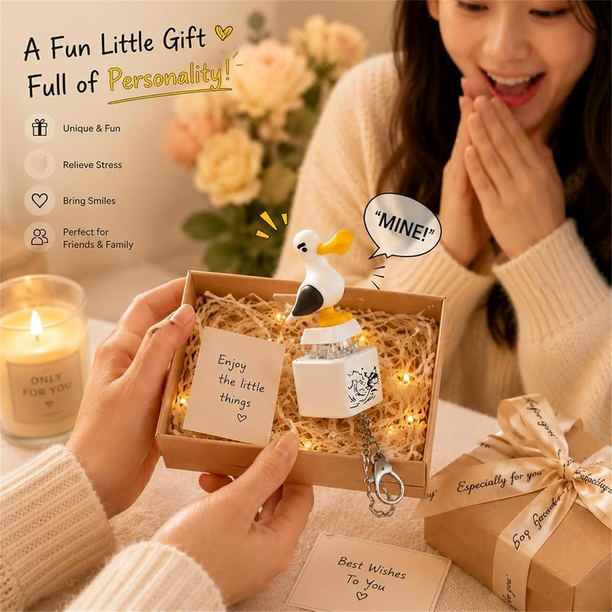 🐦 The "MINE!" Seagull Clicker – RGB Mechanical Fidget Keychain