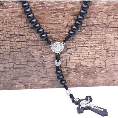 St Benedict Black Wood Rosarys