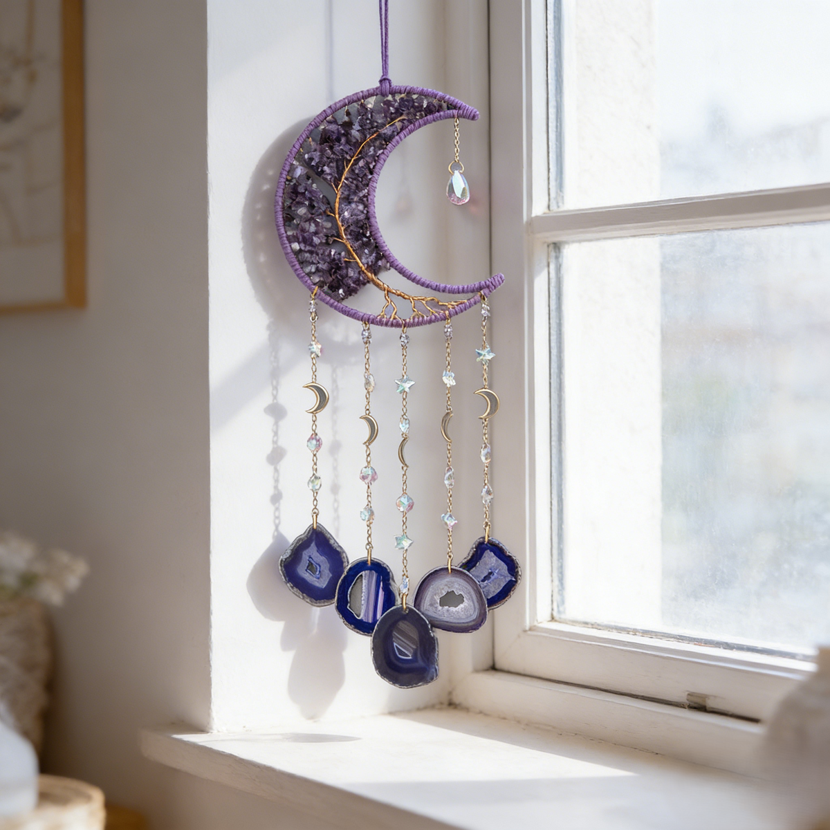 🌙 Amethyst Moon Tree of Life Suncatcher Wind Chime