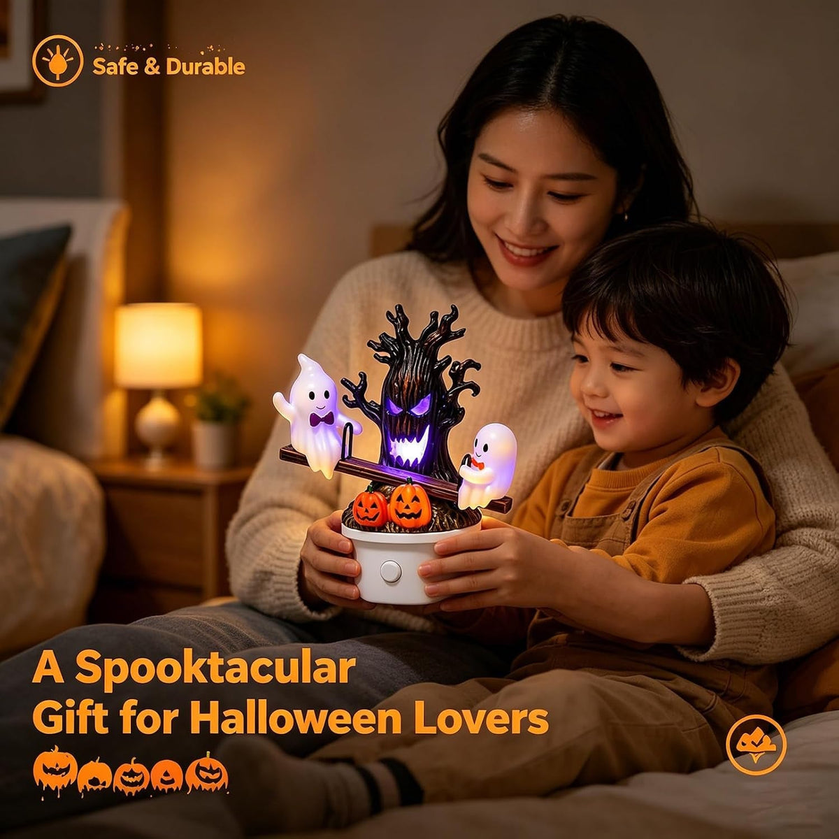 👻 Bouncing Ghost Seesaw Night Light – Cute Plug-In Halloween Decor