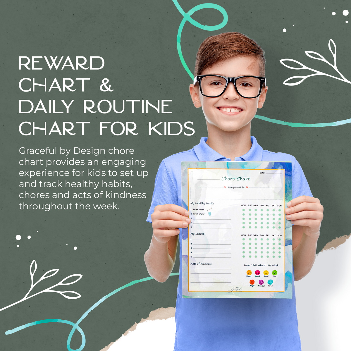 🌈Flexible Stick Weekly Chore Chart and Emotion Tracker for Kids👦👧🏽