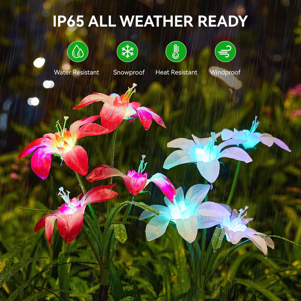 Solar-Powered  Blooming Lily Flowers Lights