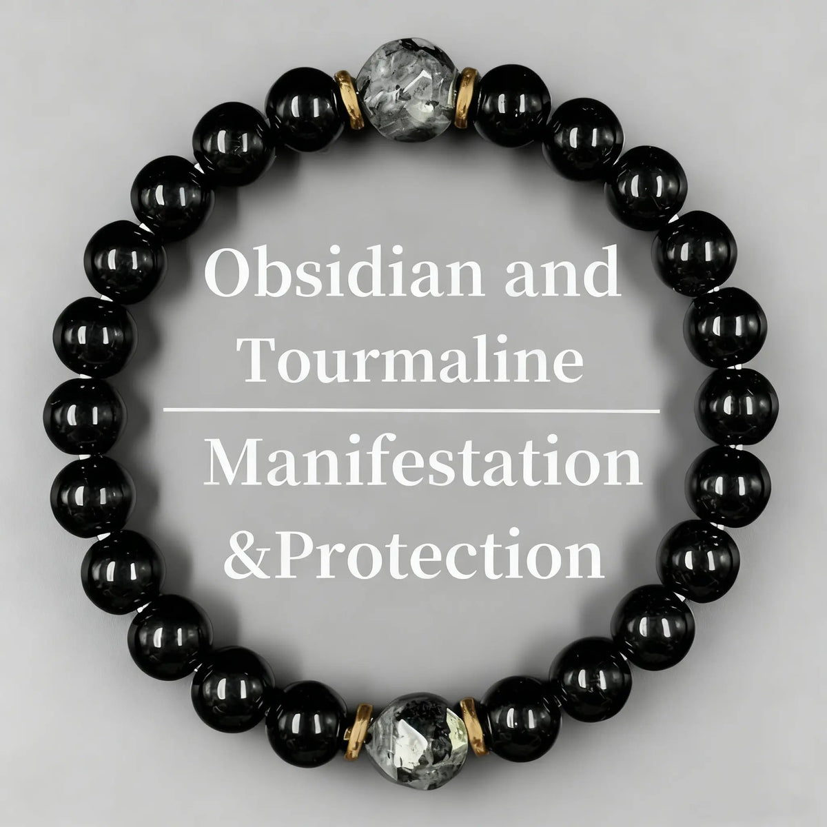 Obsidian & Black Tourmaline Bracelet--Jewelry for Men & Women