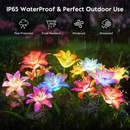 Solar-Powered  Blooming Lily Flowers Lights