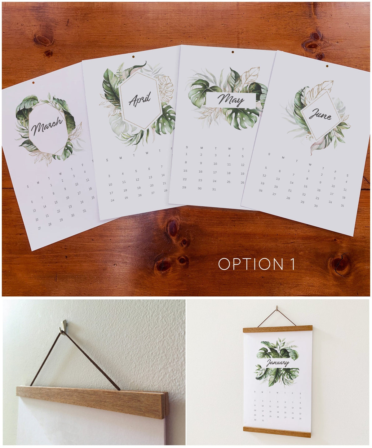 ❤Hot Sale 49% Off❤Beautiful Tropical  Leaf Yearly Calendar 2024, Wall Calendar, Annual Calendar