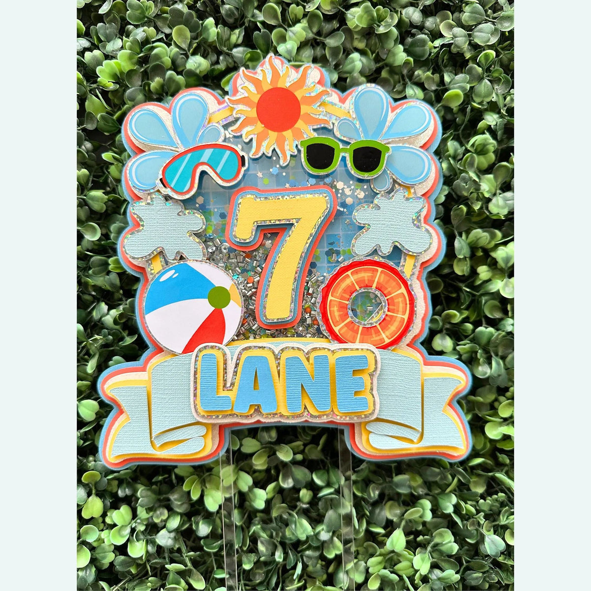 🎉🎉Custom Pool Party Birthday Cake Topper