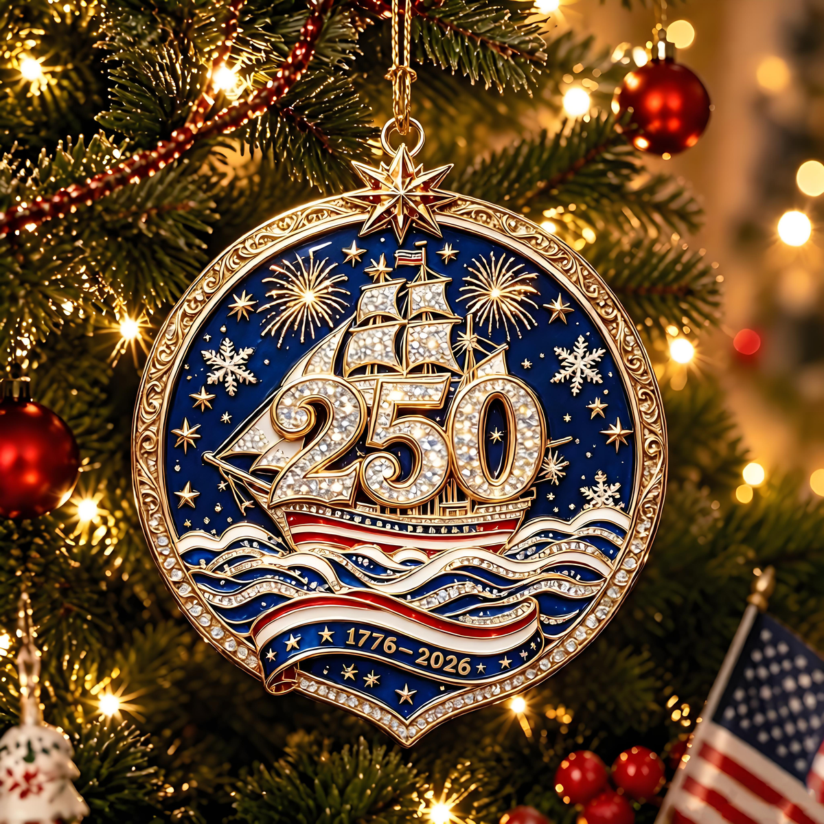 USA 250th Anniversary Christmas Ornament