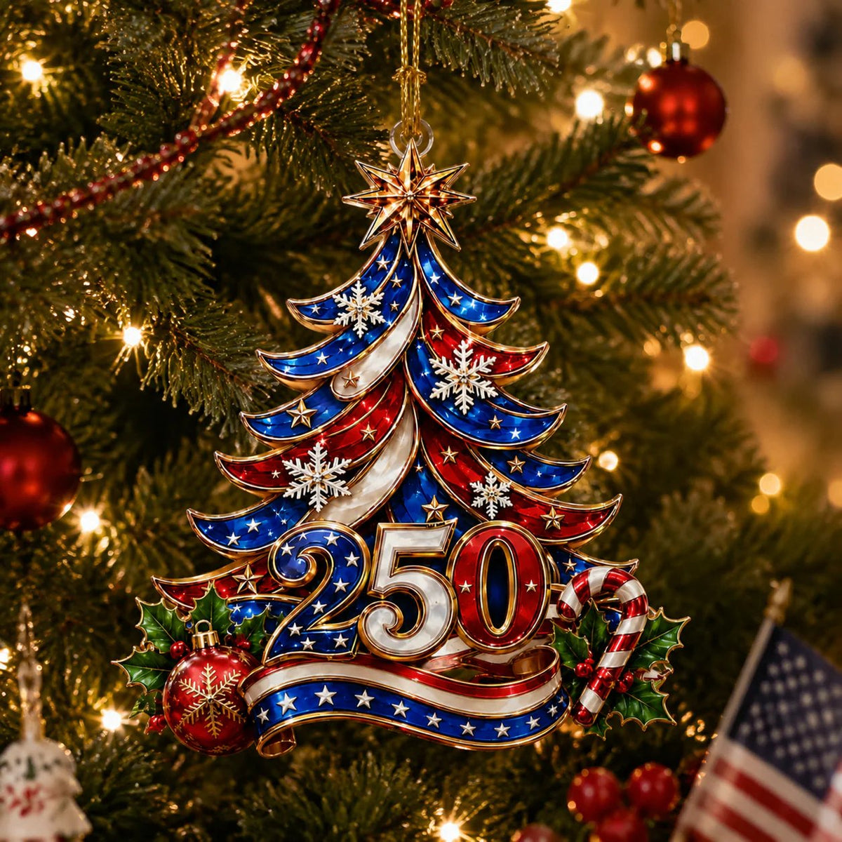 🔥Limited Time 50% OFF🎄 US 250th Anniversary Christmas Ornament, 7 Vintage American Flag Styles