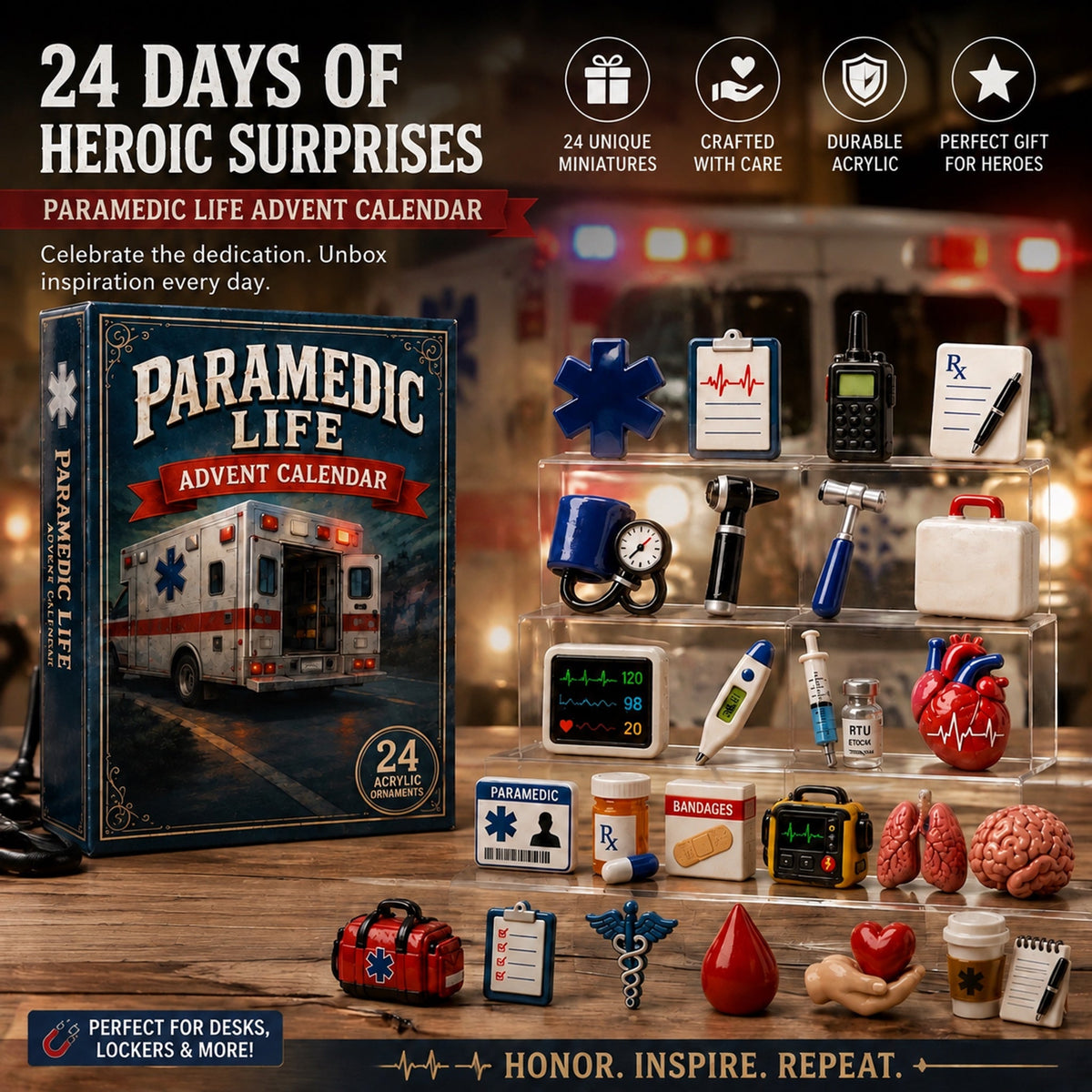 Paramedic Life Saver Advent Calendar 2026 - 24-Day Festive Countdown, Acrylic Charms Blind Box