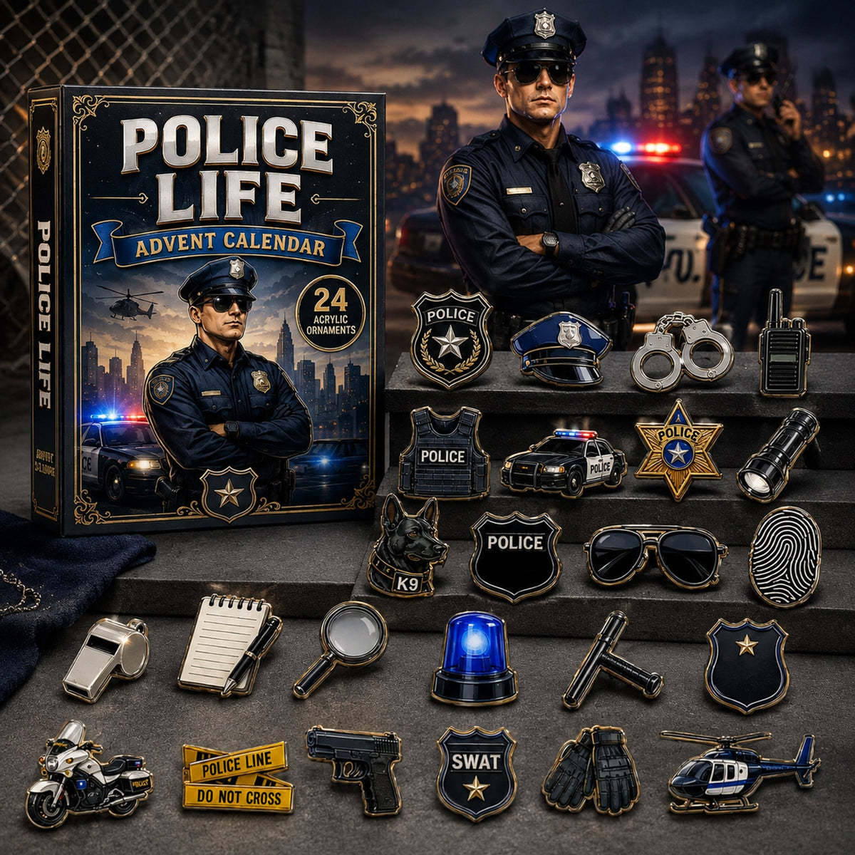 Police Life Hero Advent Calendar 2026 - 24-Day Festive Countdown, Acrylic Charms Blind Box