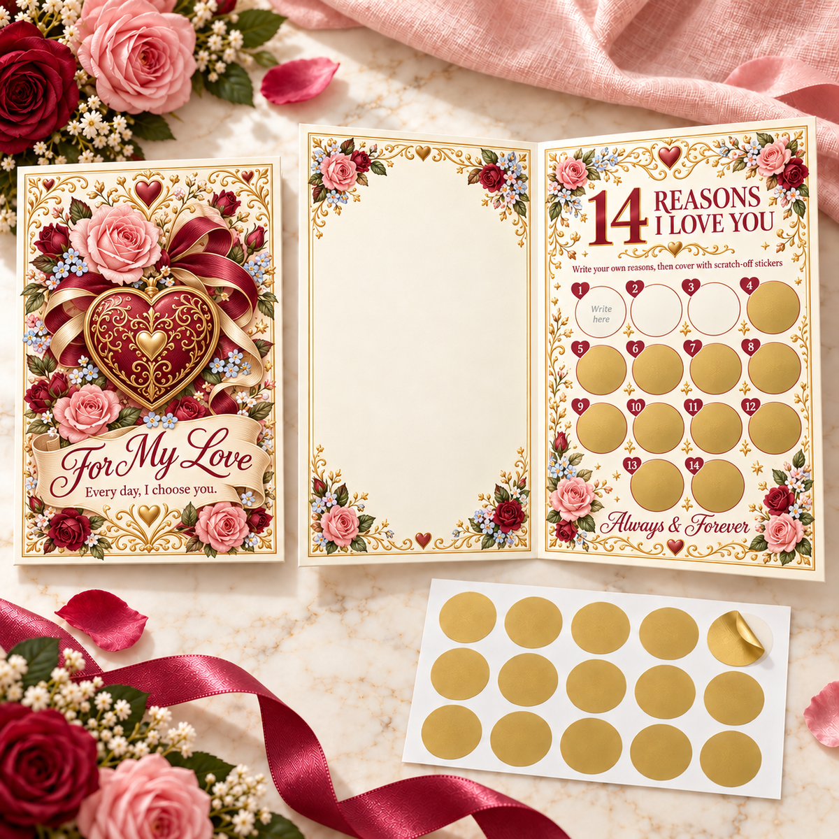 14 Reasons I Love You Scratch Off Valentine’s Card | Romantic Scratch Card Gift