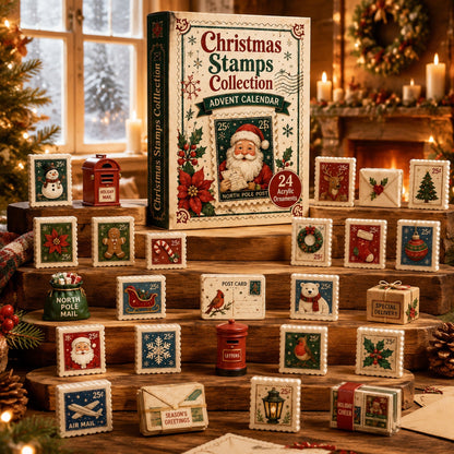 Christmas Stamps Collection Advent Calendar 2026 - 24-Day Festive Countdown, Acrylic Charms Blind Box