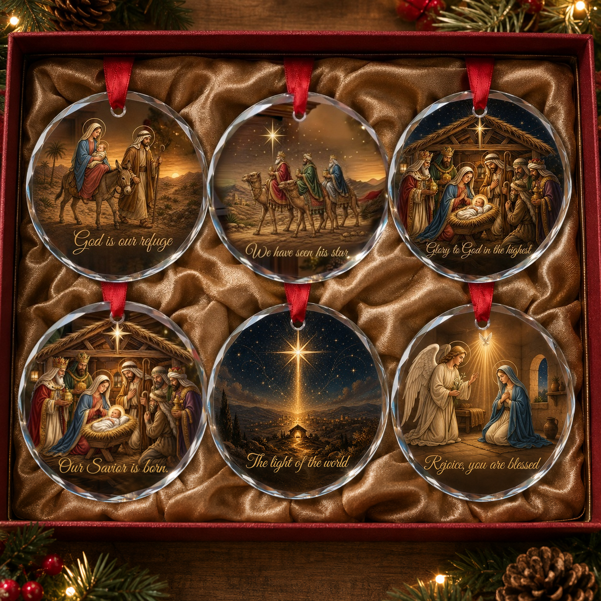 Jesus Nativity Story Christmas Ornament Set – 6 Collectible Pieces That Tell the Story of Christmas