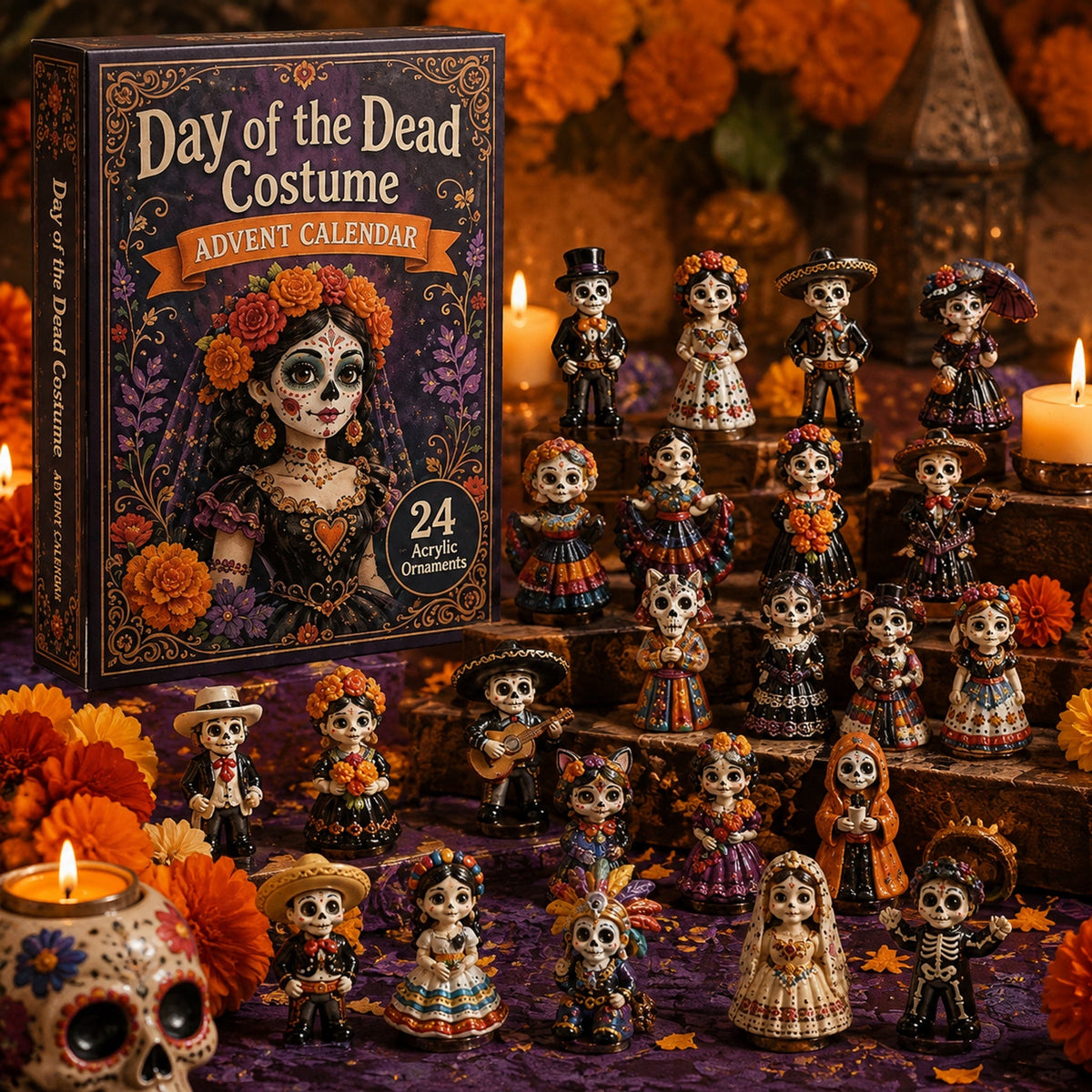 Day of the Dead Costume Advent Calendar 2026 - 24-Day Festive Countdown, Acrylic Charms Blind Box