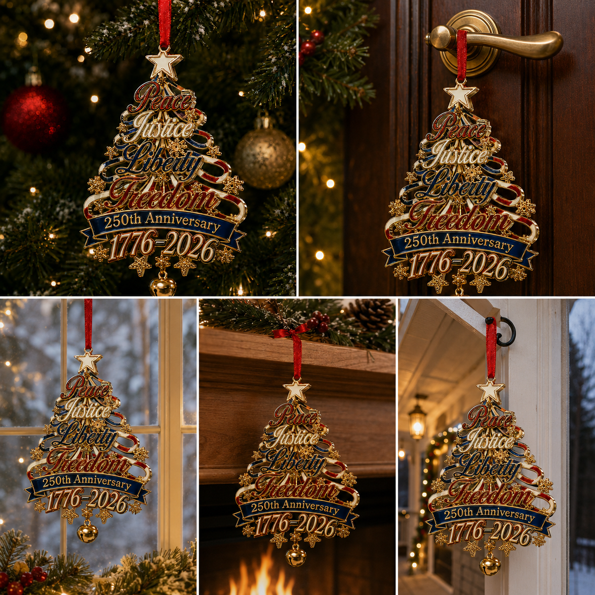 🎄✨ 250th Anniversary Patriotic Christmas Tree Ornament